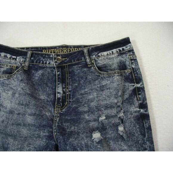 Rutherford Men's Jeans 36 x 34 blue acid wash distressed Flex skinny fit blue - Picture 3 of 11